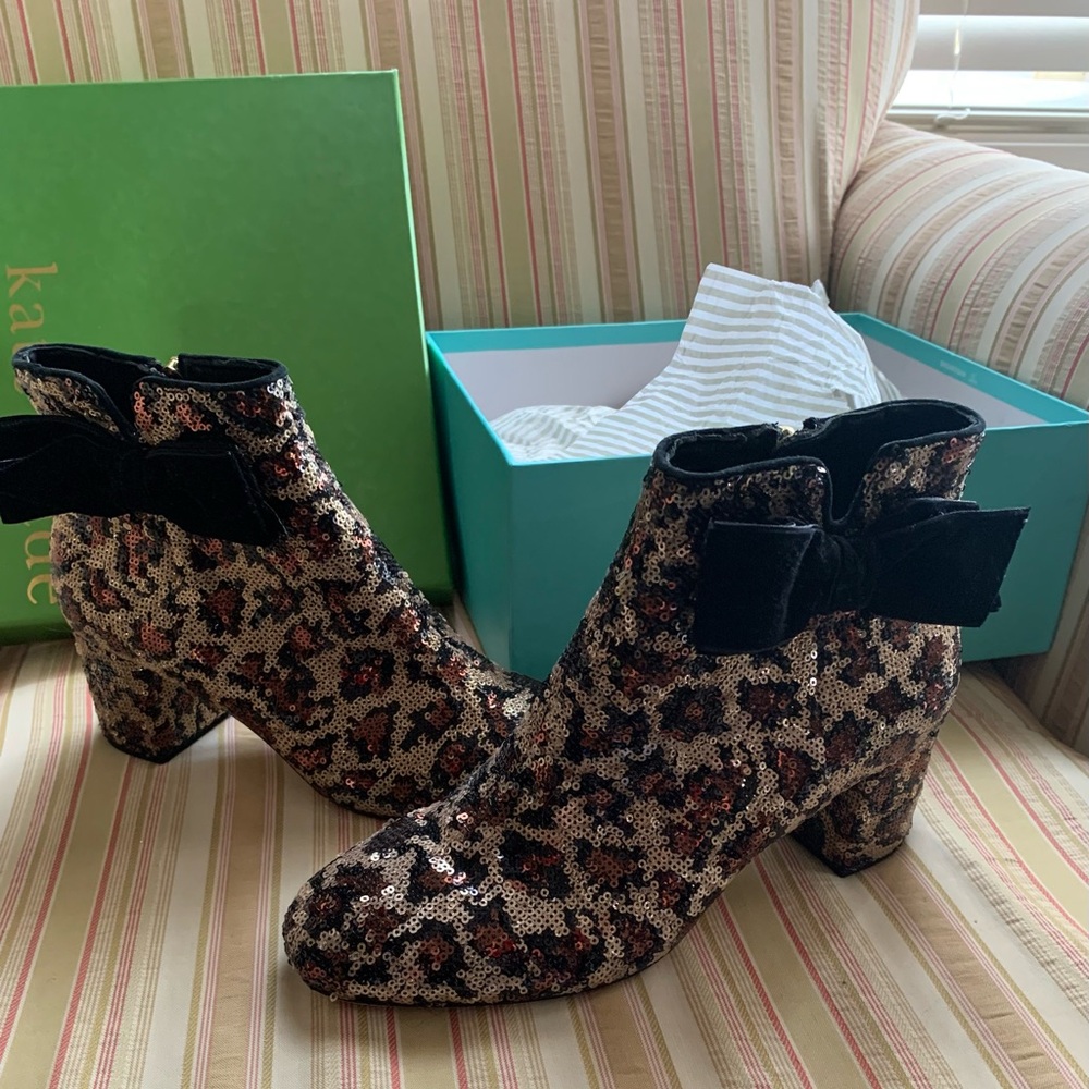 Kate Spade Sequin Ankle Boots with Bow - Picture 2 of 8
